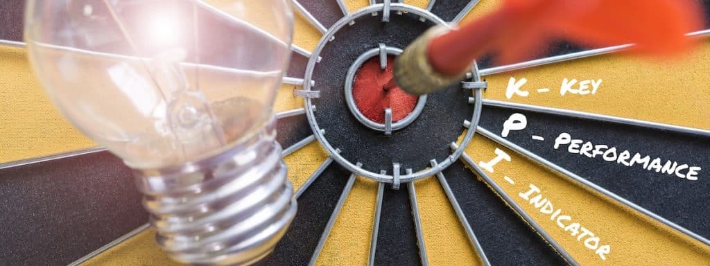 key performance indicator with idea lamp target